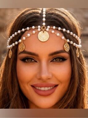 Luxe Boho Coin & Pearl Headpiece